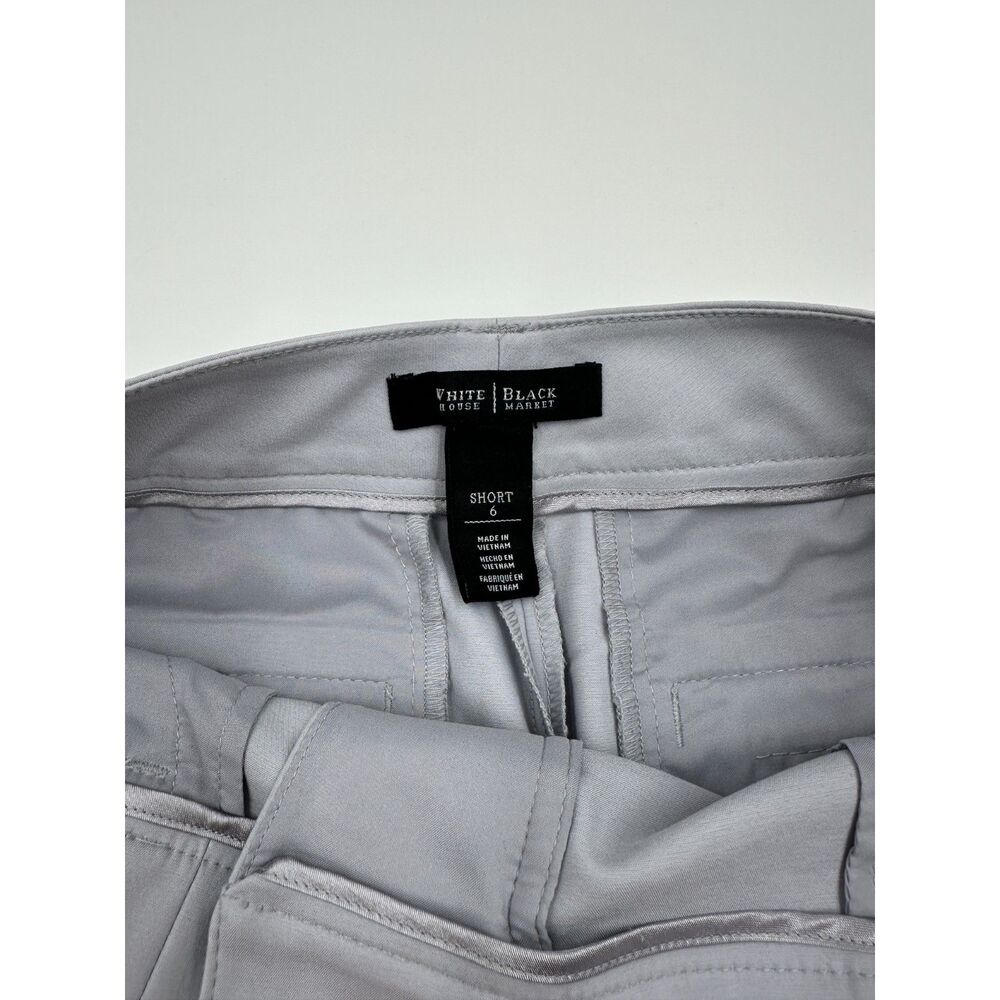 White House Black Market Women's Chino Shorts Sz 6 w/ Pockets Belted Grey - Picture 3 of 6